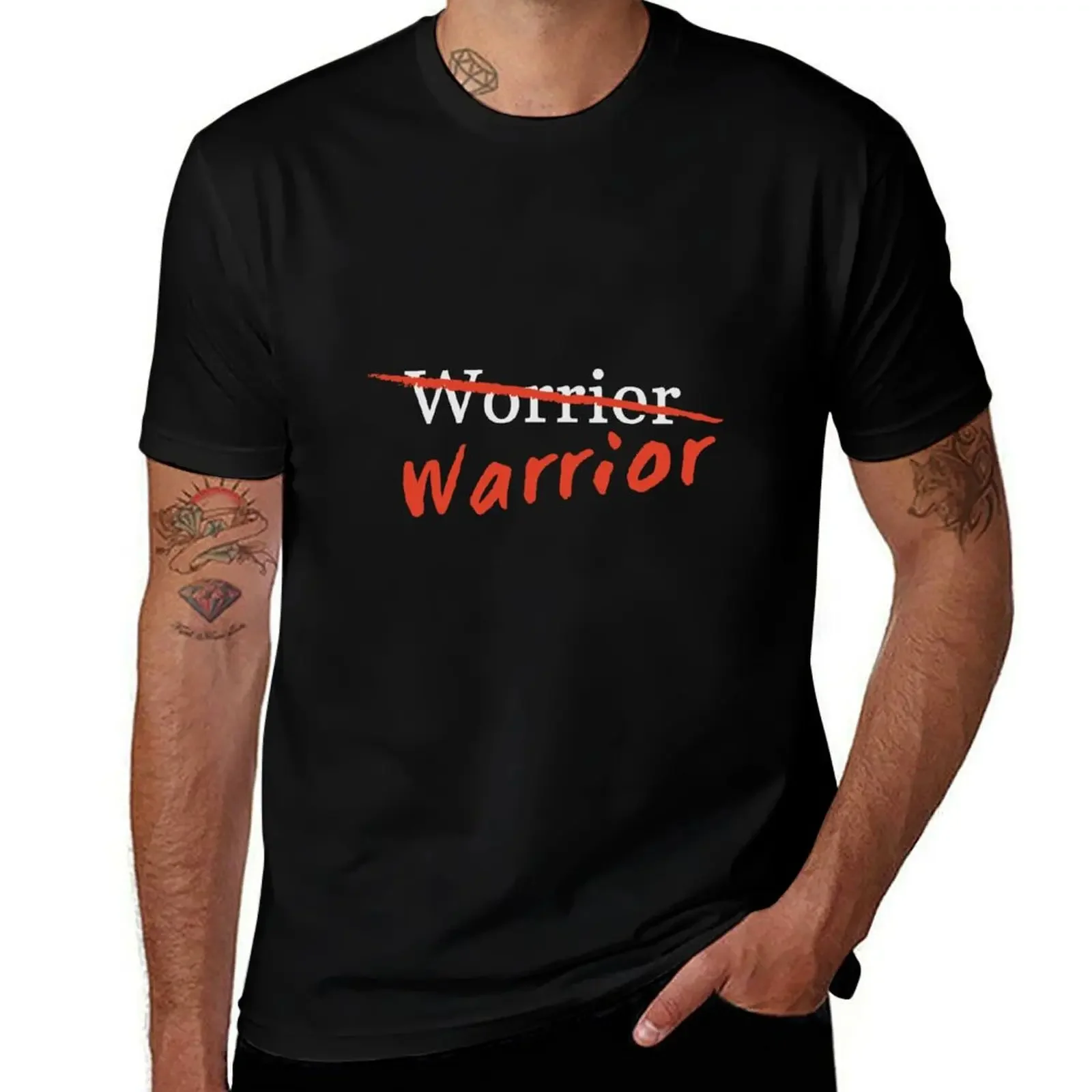 Футболка Warrior Not Worrier (темная) с аниме Забавная футболка мужские белые футболки