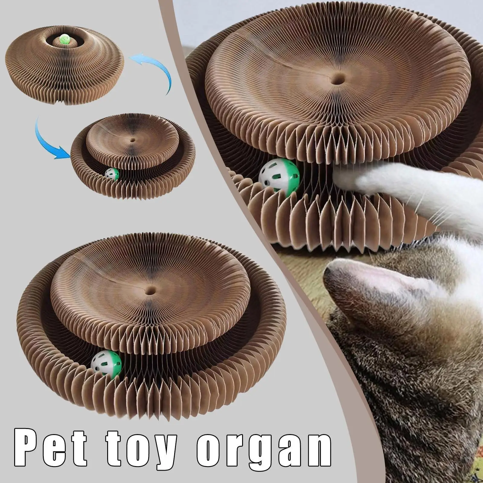 

Волшебный органный Кот когтеточка Кошка игрушка с колокольчиком шаром шлифовальный коготь Кошка Интерактивная складная доска для царапин ...