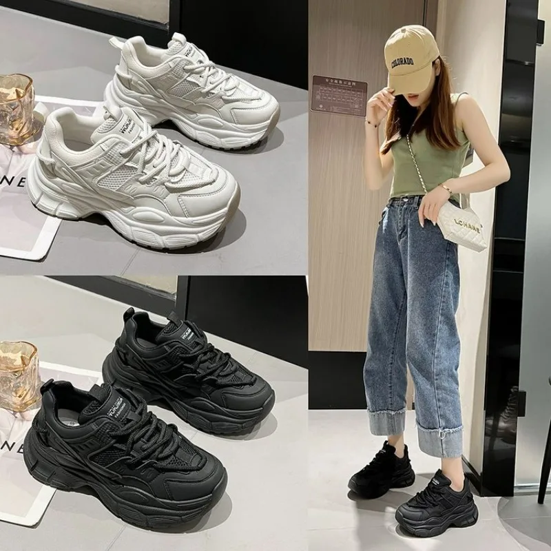 Женские кроссовки 2024 сетчатые на платформе дышащая повседневная спортивная