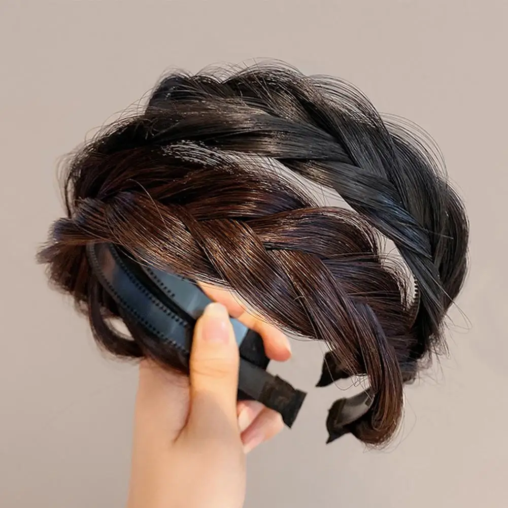 Искусственная повязка на голову нескользящая в виде рыбьей косы ободок для волос