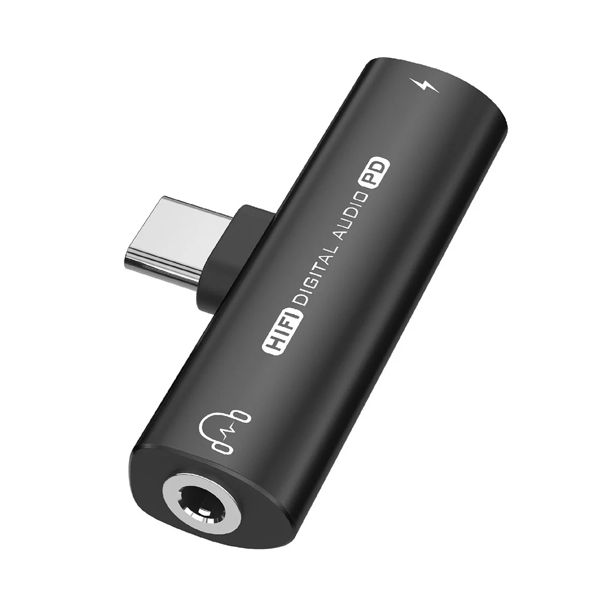 

2In1 USB Type-C to USB C/3.5mm Earphone Adapter Headphone DAC Audio Converter 32Bit/384KHz Digital Decoder PD27W Black