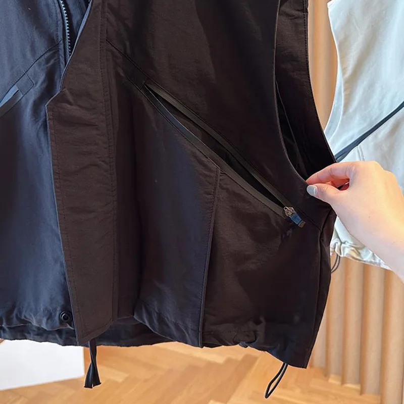 Женский жилет с капюшоном в Корейском стиле свободная куртка без рукавов