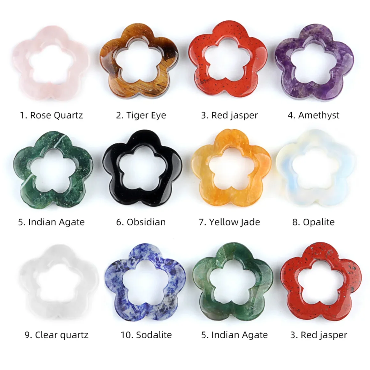 Кулон из розового кварца с цветком сливы 30 мм