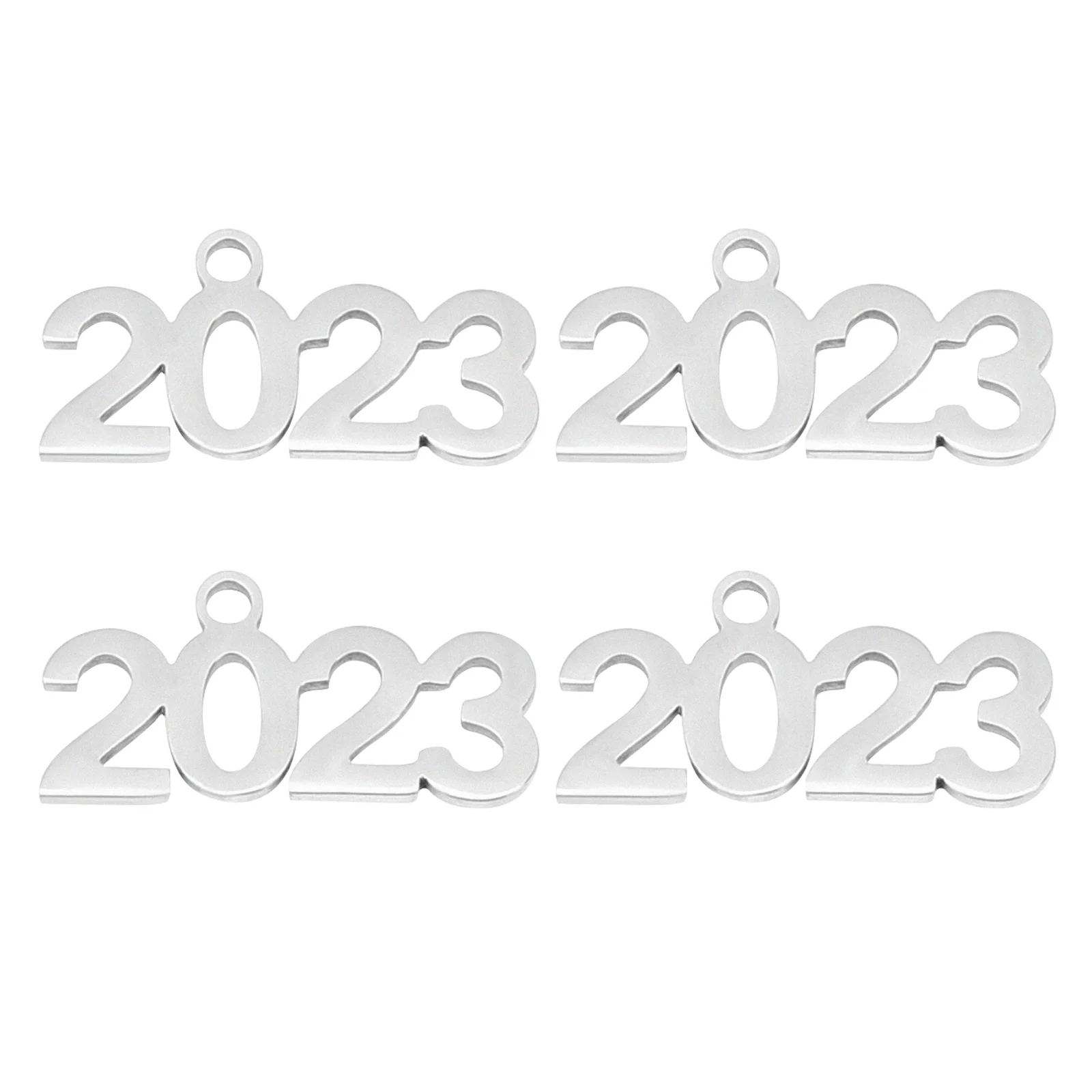 

4 Pcs 2023 Digital Jewelry Delicate Keychain Ornament Pendants Stamp Bracelet Decorative Stainless Steel Charms Making Numbers