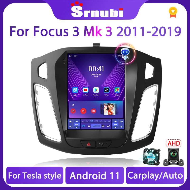 Srnubi 2 Din Android для Ford Focus 3 Mk 2011 - 2019 Tesla Style автомобильное Стерео Радио мультимедийный