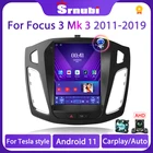 Srnubi 2 Din Android для Ford Focus 3 Mk 3 2011 - 2019 для Tesla Style автомобильное Стерео Радио мультимедийный плеер GPS Carplay DVD 2din