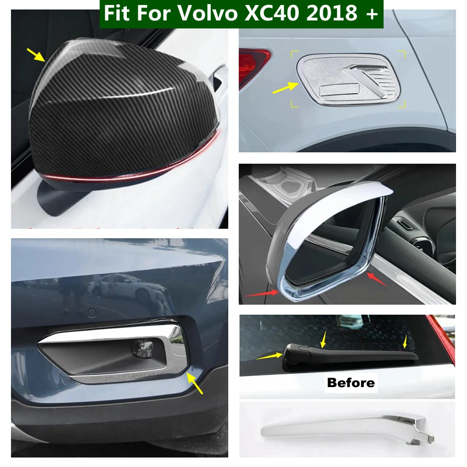

Rearview Mirror Rain Eyebrow / Front Bumper Fog Lights Lamp / Oil Gas Tank Cover Trim For VOLVO XC40 2018 - 2023 Car Accessories