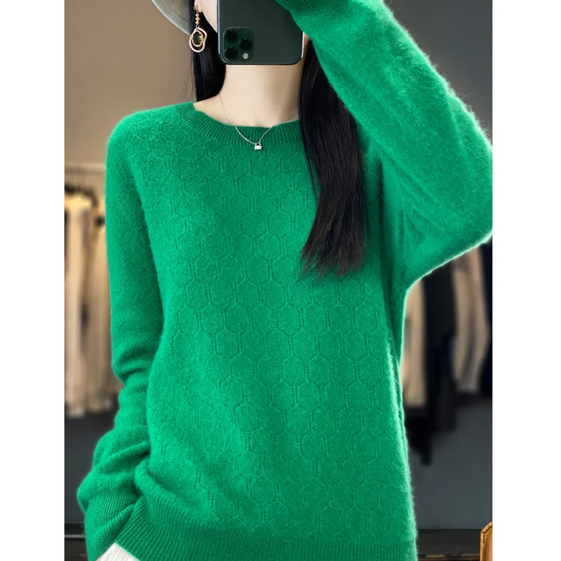 

Cashmere sweater women loose casual knitted round neck pullover 2023 new high quality spring and autumn sweater