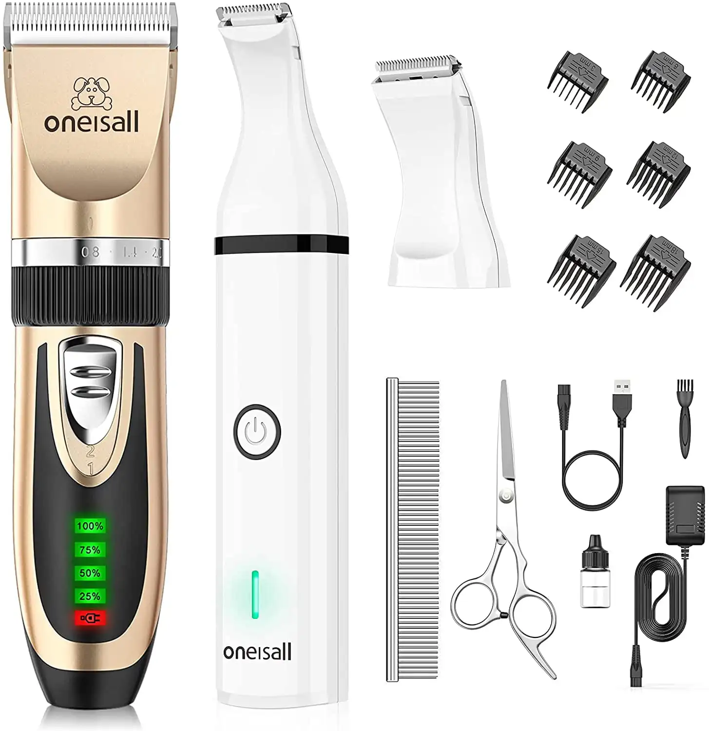 

Dog Clippers and Dog Trimmer Kit 2 in 1 Low Noise Cordless Dog Clippers for Grooming Pet Hair Trimmers for Small and Large Dogs