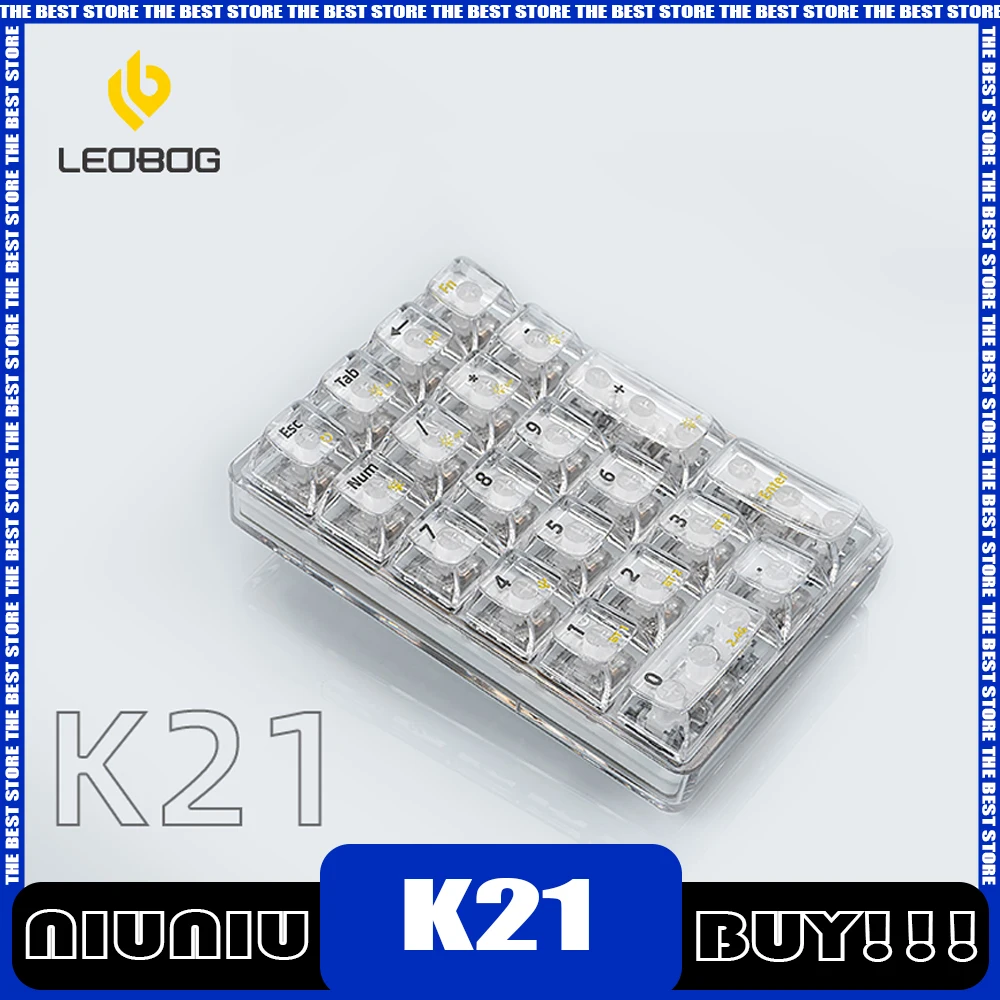 Leobog K21 Механическая клавиатура Numpad Трехрежимная Bluetooth Беспроводная прозрачная