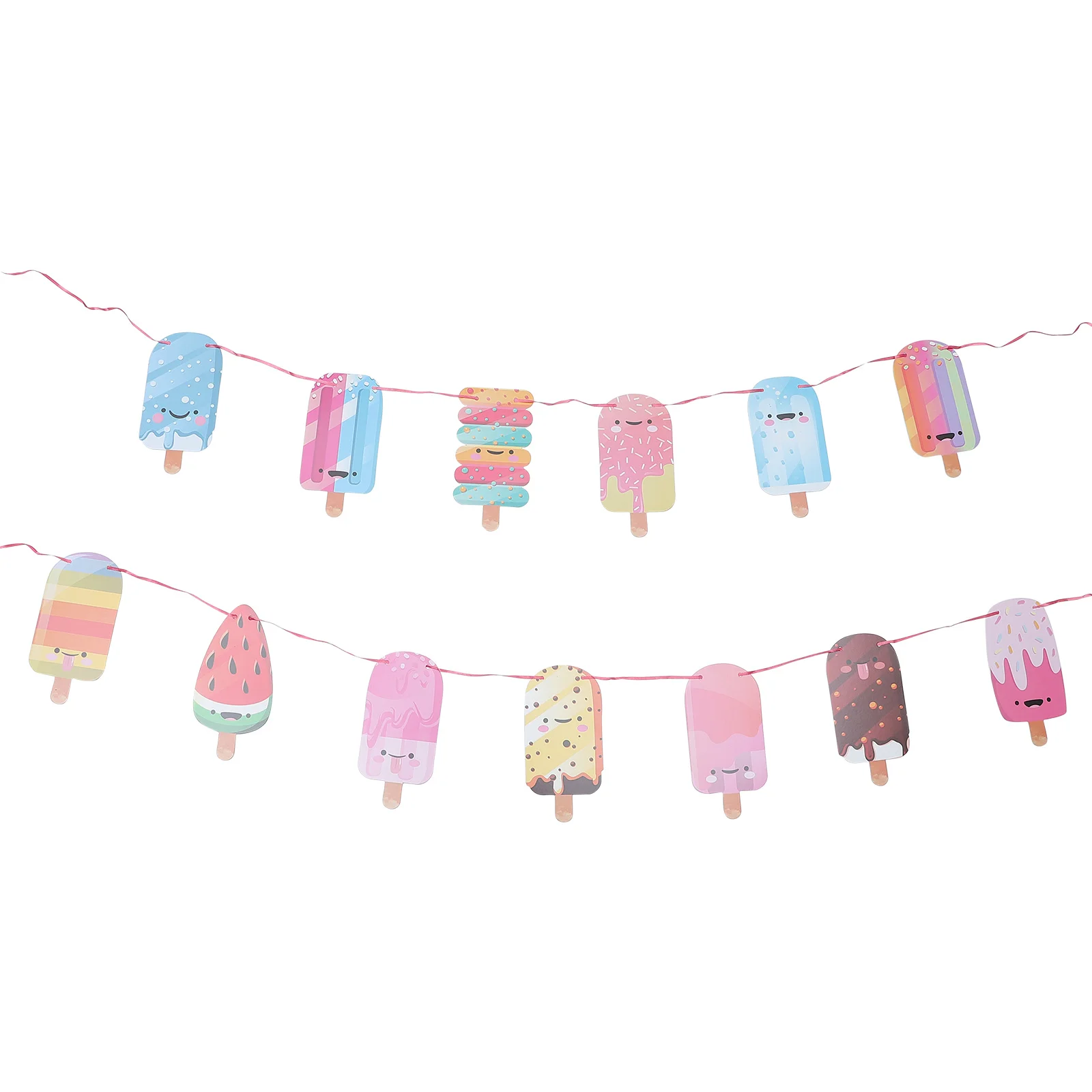 

Ice Cream Banner Party Garland Popsicle Birthday Bunting Streamer Decorations Bar Summer Decor Signs Flag Theme Favors Colorful