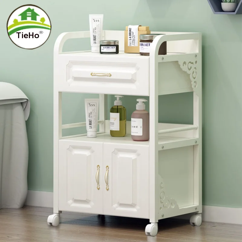 

European Kitchen Trolley With Drawer Luxury Bathroom Storage Cabinet Movable Large Capacity Storage Organizer Home Furniture