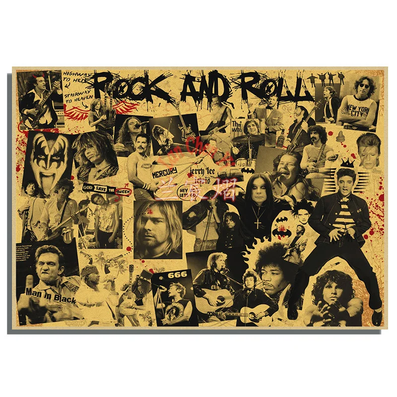 Винтажные постеры с группой из крафт-бумаги