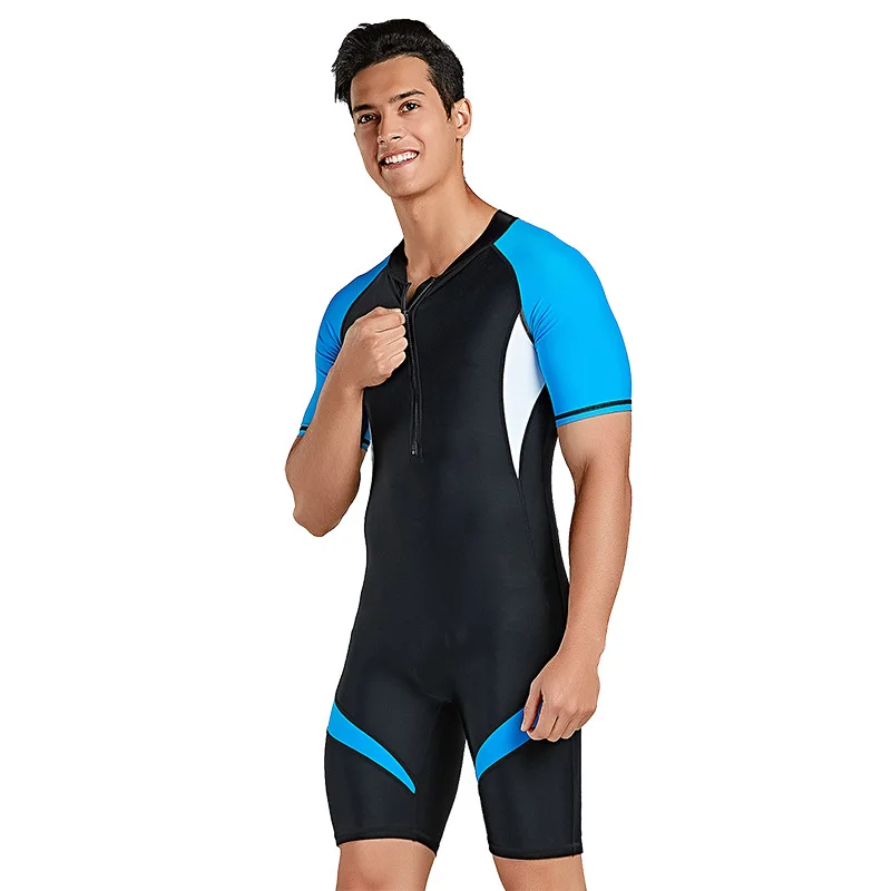 

Men Adult/Youth Lycra Shorty Dive Skin Thin Wetsuit Summer Snorkeling Rash Guards Short Sleeve One-piece Swimsuit Bathing Suit