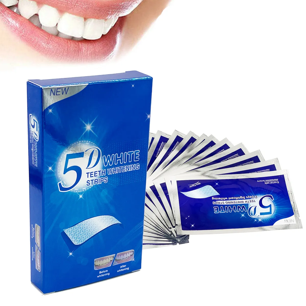 

5D Гелевые полоски для отбеливания зубов, набор для белых зубов, гигиеническая полоска для ухода за полостью рта, виниры для искусственных зу...