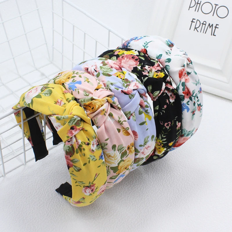

Ободок для волос с узлом Женский, тканевый обруч с цветочным принтом, аксессуар на голову