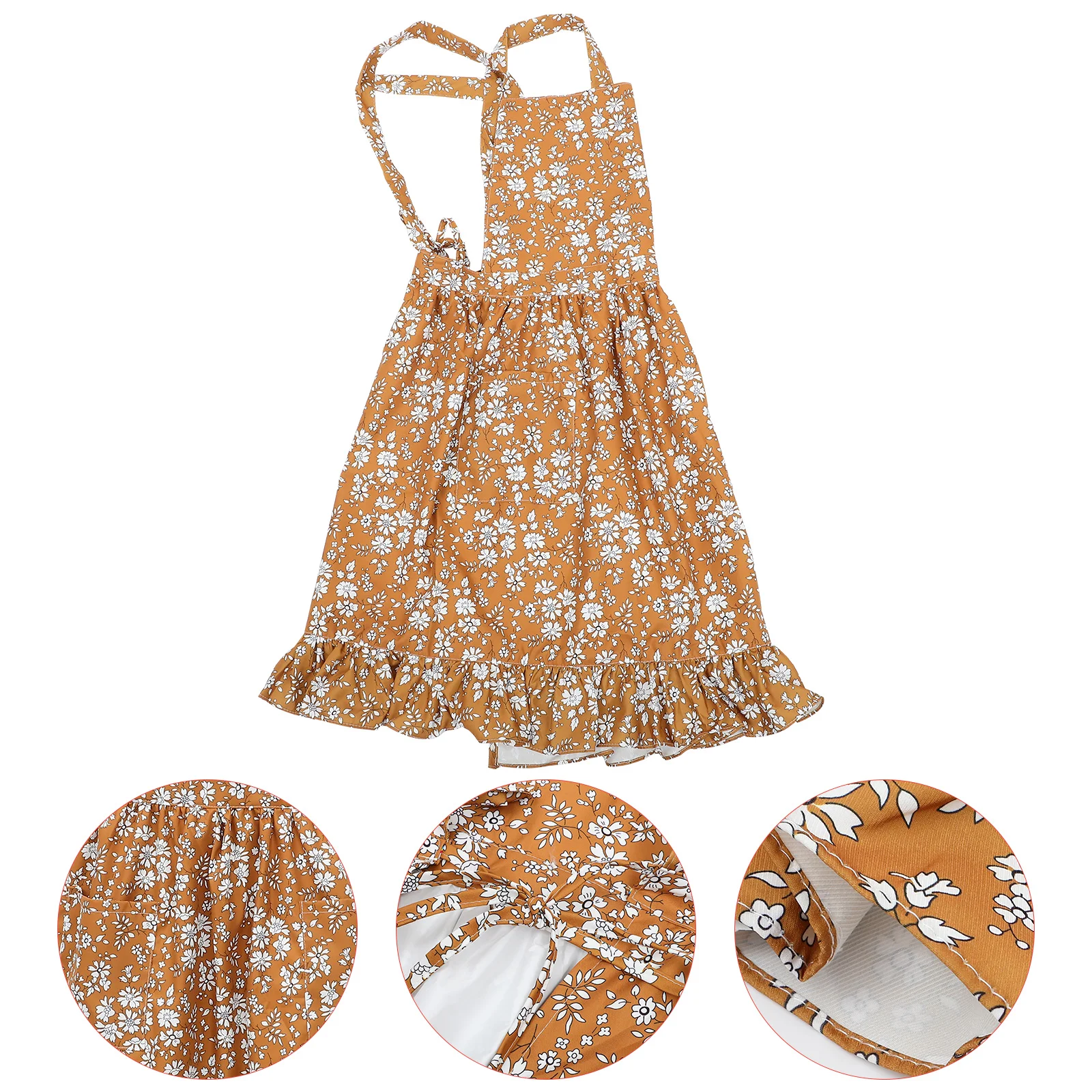 

Flowers Floral Patterned Apron Home Cooking Apron Adjustable Belt Kitchen Apron