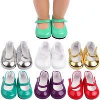 18 inch american doll girls round toe pu princess dress shoes newborn baby toys accessories fit 40 43 cm boy dolls gift s9