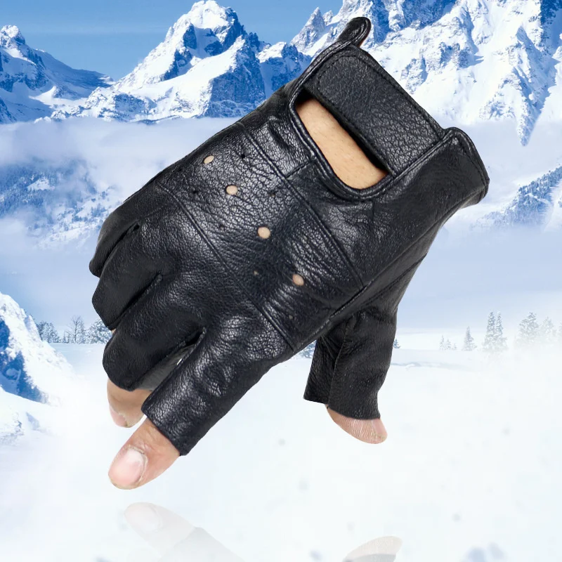 

Men Slip-resistant Artificial Leather Fingerless Gloves Half Finger High Quality Luvas Driving Training Fitness Guantes Gloves
