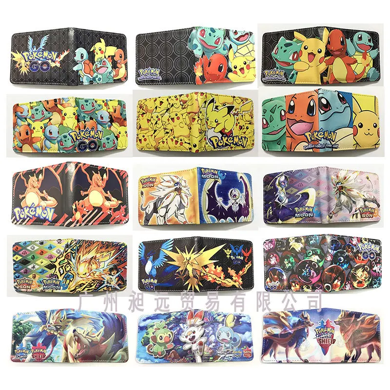 New Pokemon Wallet Anime Action Figures Pikachu Bulbasaur Charmander Wallet Card Bag Coin Purse Children Christmas Gifts Toys