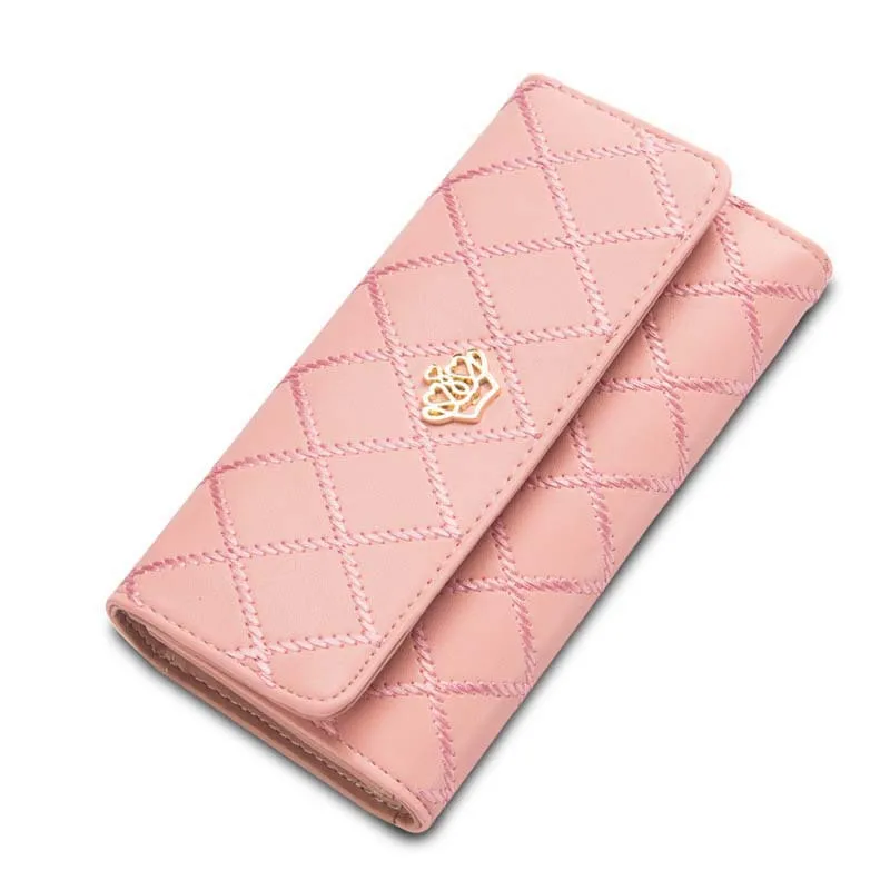 

2022 New Women's Wallets Long Fashion Classical Card Holder Clutch Tri-Fold Lingge Hasp Female Coin Purse Pocket Standard Wallet