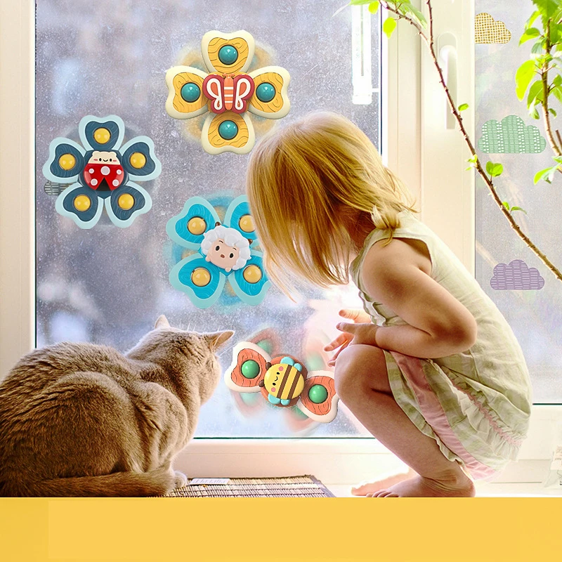 

1Set(3Pcs ) Cartoon Fidget Spinner Kids Toys ABS Toy Colorful Insect Puzzle Table Rotate Cute Insect Kids Toy 6+ month years old