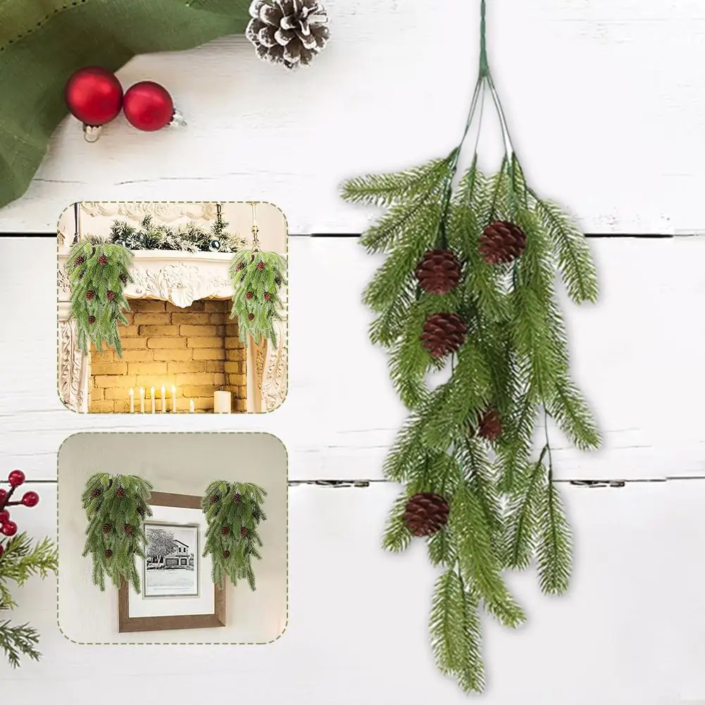 2 шт. сосновые иглы шишки виноградная лоза висячие ветки милые зимние дверные