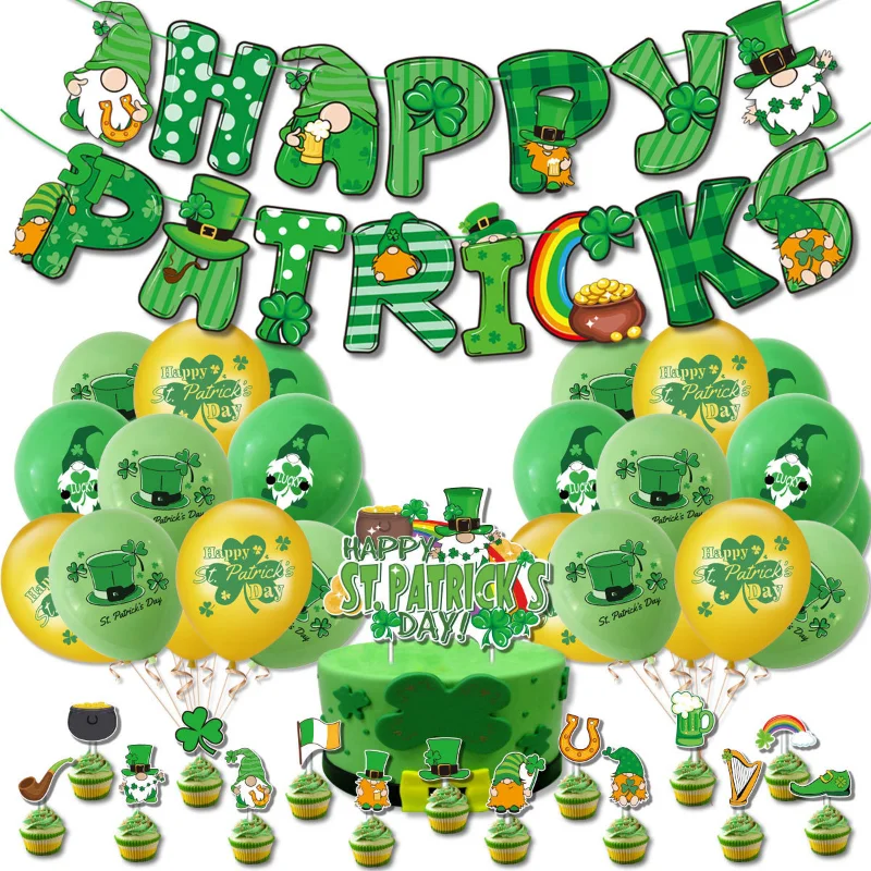

St. Patrick 's Day Decorations Lucky Irish Shamrock Banner for St.Patrick's Day with Shamrock Balloons Irish Fesitival Party Sup