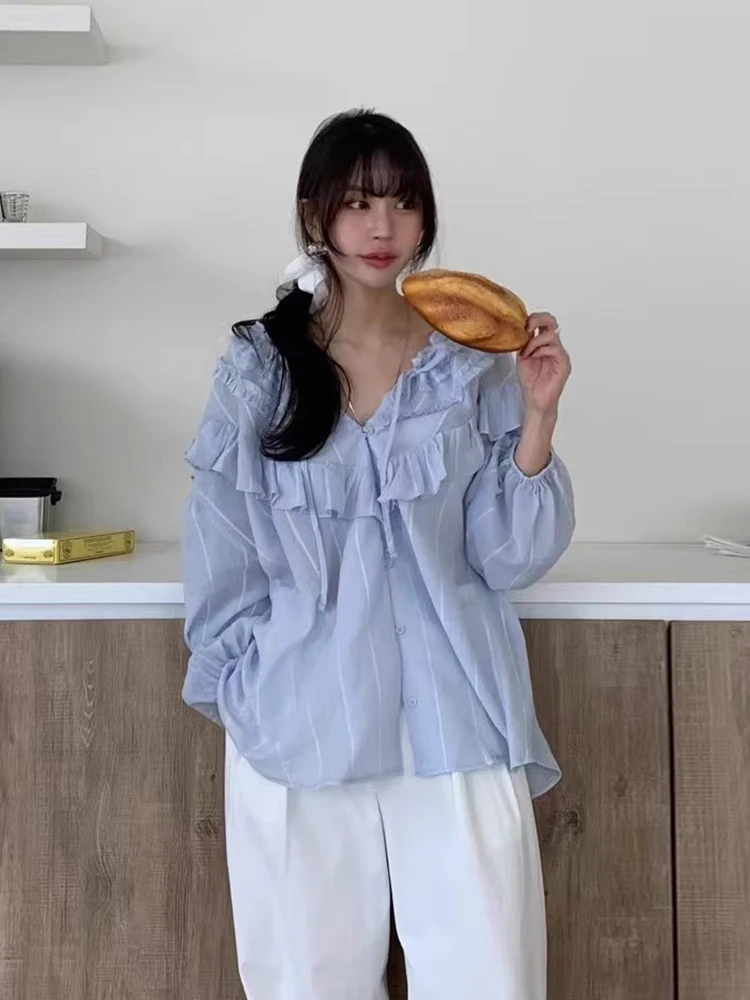 KUSAHIKI Женская рубашка из полиэстера полосатая