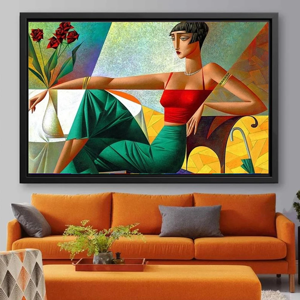 

Abstract Woman Canvas Painting Wall Art Aesthetic Picture Nordic Sofa Girl Poster Prints For Living Room Modern Home Decor