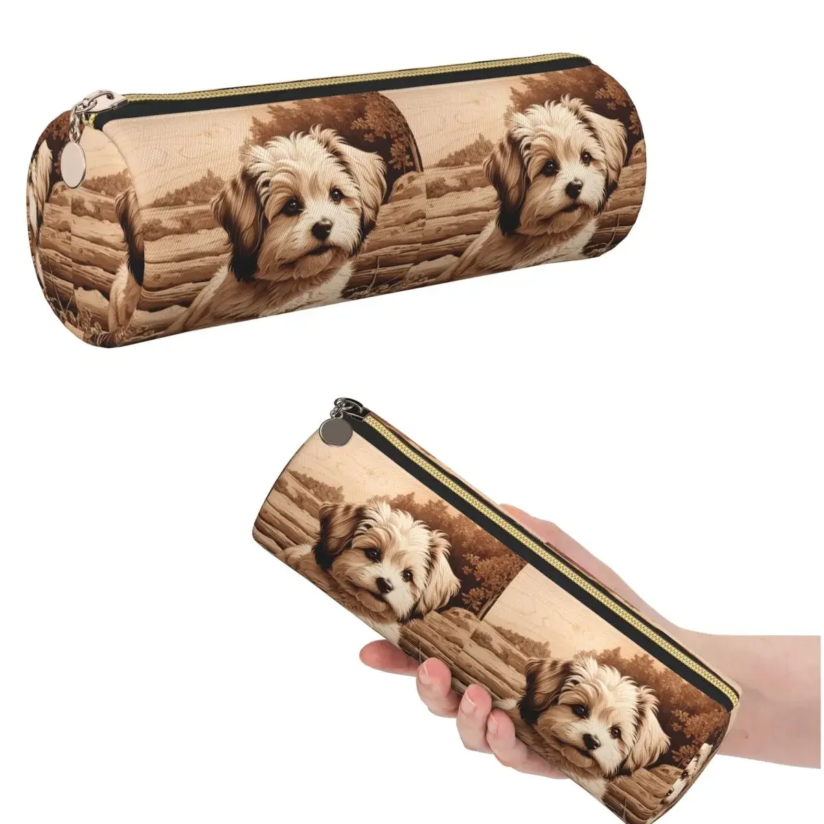 Фото Пенал для карандашей Havanese The Joyful Spirit Of Wood, цилиндрический пенал для детей, подарок, коробка для ручек, сумка для карандашей, пенал-косметичка №1