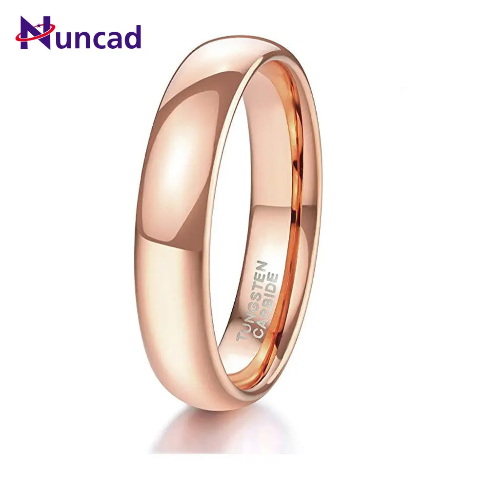 

NUNCAD 4mm 6mm Tungsten Carbide Ring Classic Rose Gold Color Polished Ring Men's and Women's Wedding Jewelry Wholesale