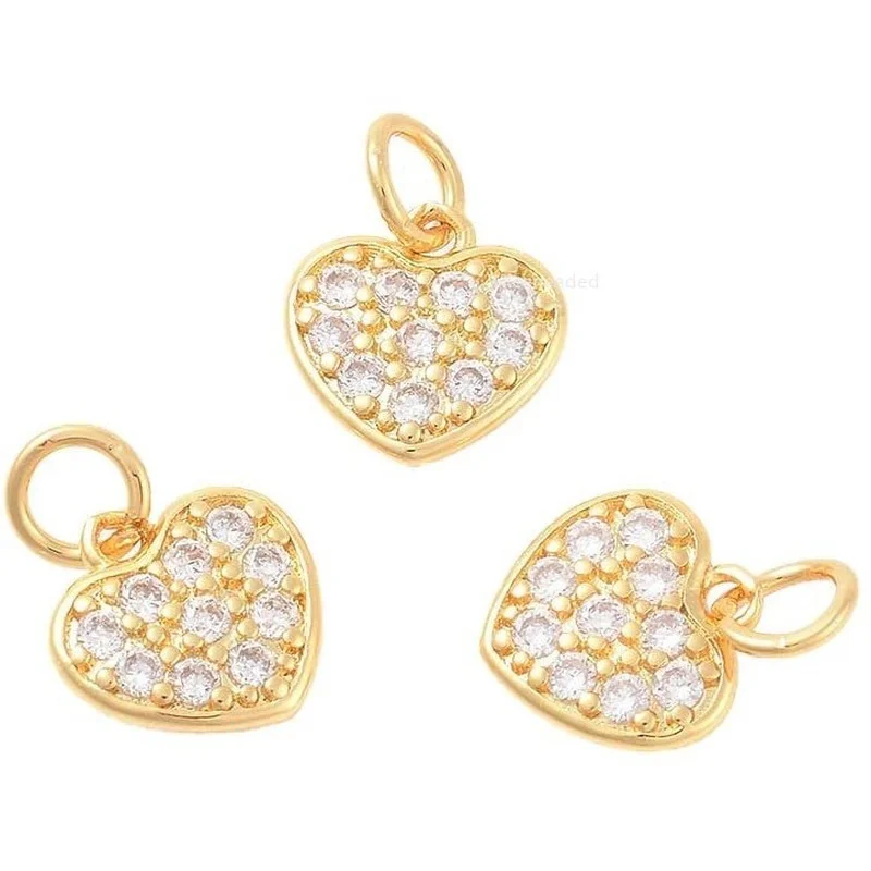 

20 шт., латунные подвески в форме сердца