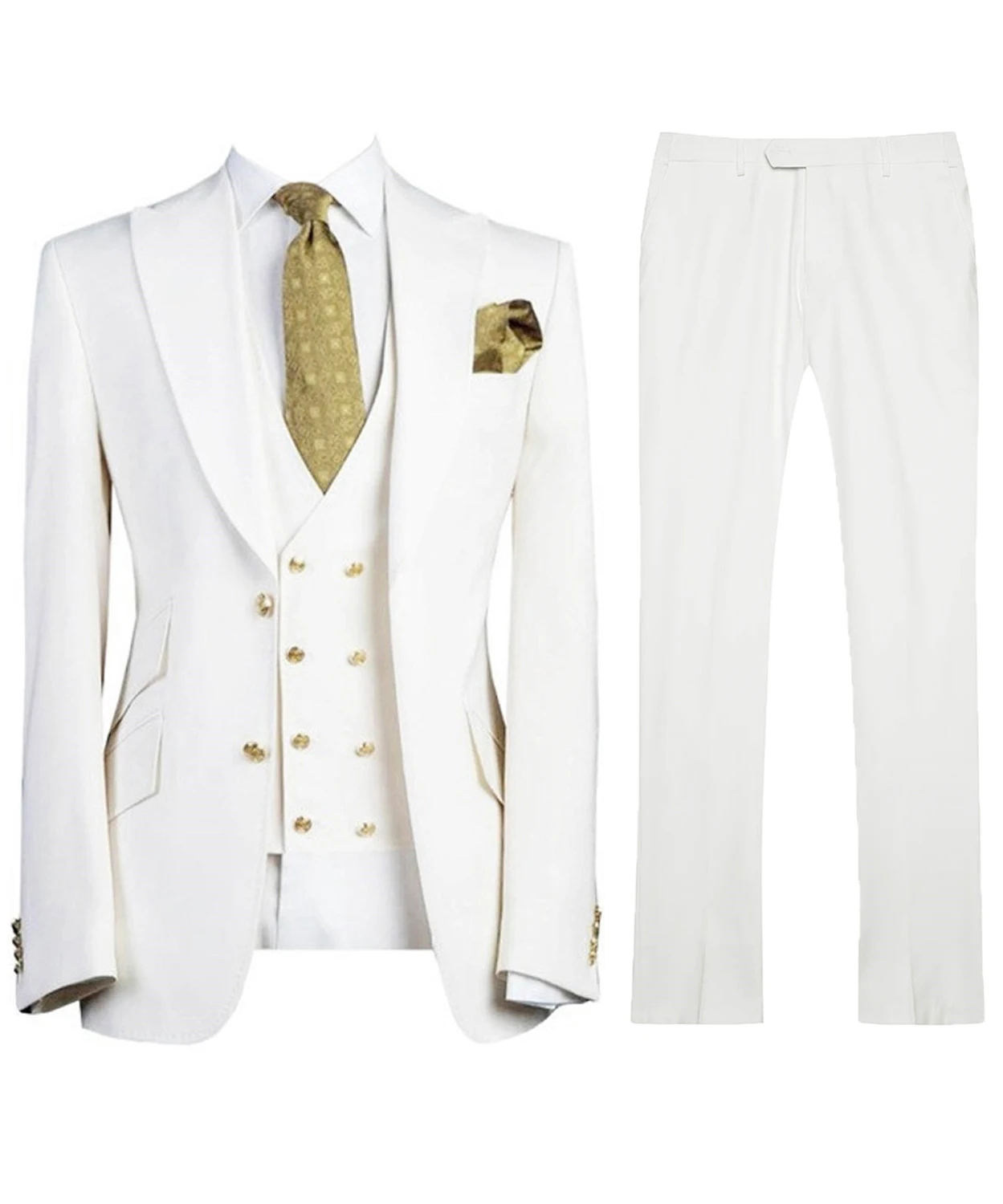 Luxury 3 Piece Men's Wedding Suit Fashion Men's Slim Solid Color Business Office Suit Large Size Men's Blazer + Pants + Vest