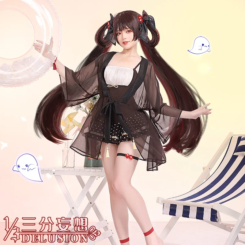 

COS-HoHo Anime Genshin Impact Hutao Hu Tao Lovely Swimsuit Uniform Cosplay Costume Pool Party Swimwear Role Play Outfit Women