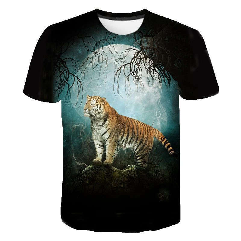 

Tiger T Shirt Men Women Children Summer Fashion 3D T-shirt Short Sleeve Animal Printed T-Shirt Cool Tops Tees Boy Kids Clothing