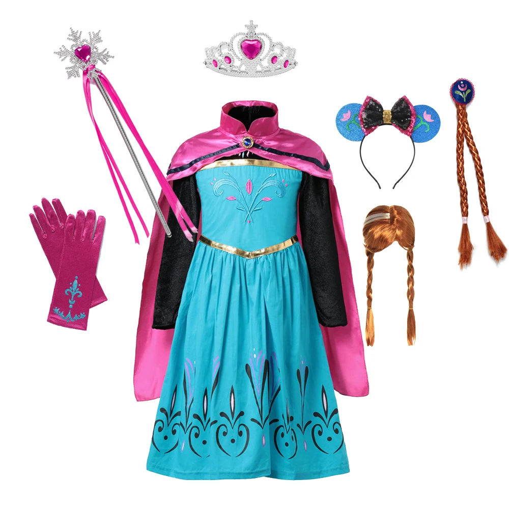 

Платье для девочек «Холодное сердце 2», Disney, принцесса Анна, детская одежда с плащом, косплей, карнавал вечерние ринка, Хэллоуин, ролевые игры...