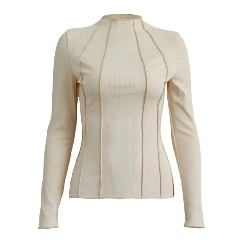 Женский Термотоп С Рюшами И Длинными Рукавами Повседневная Базовая Футболка В