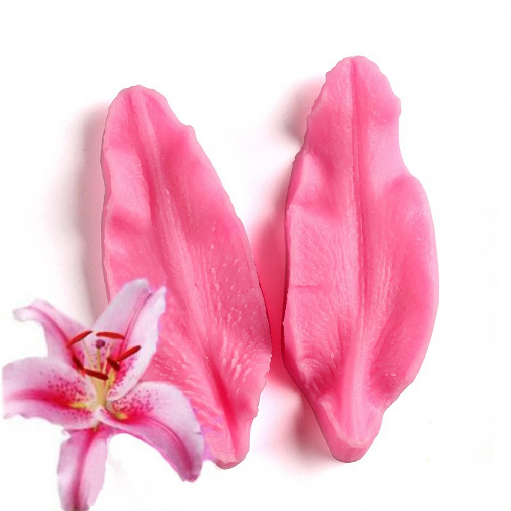 

2pcs Lily Flower Silicone Mold Leaf Petal Embosser DIY Chocolate Mould Baking Fondant Sugar Wedding Decoration Kitchen Tools