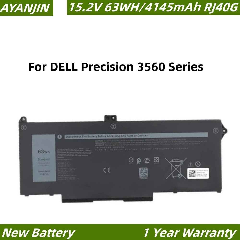 RJ40G 15 2 В 63 Втч аккумулятор для ноутбука Dell Latitude 5520 5420 Precision 3560 серии P104F P137G 01K2CF 075X16