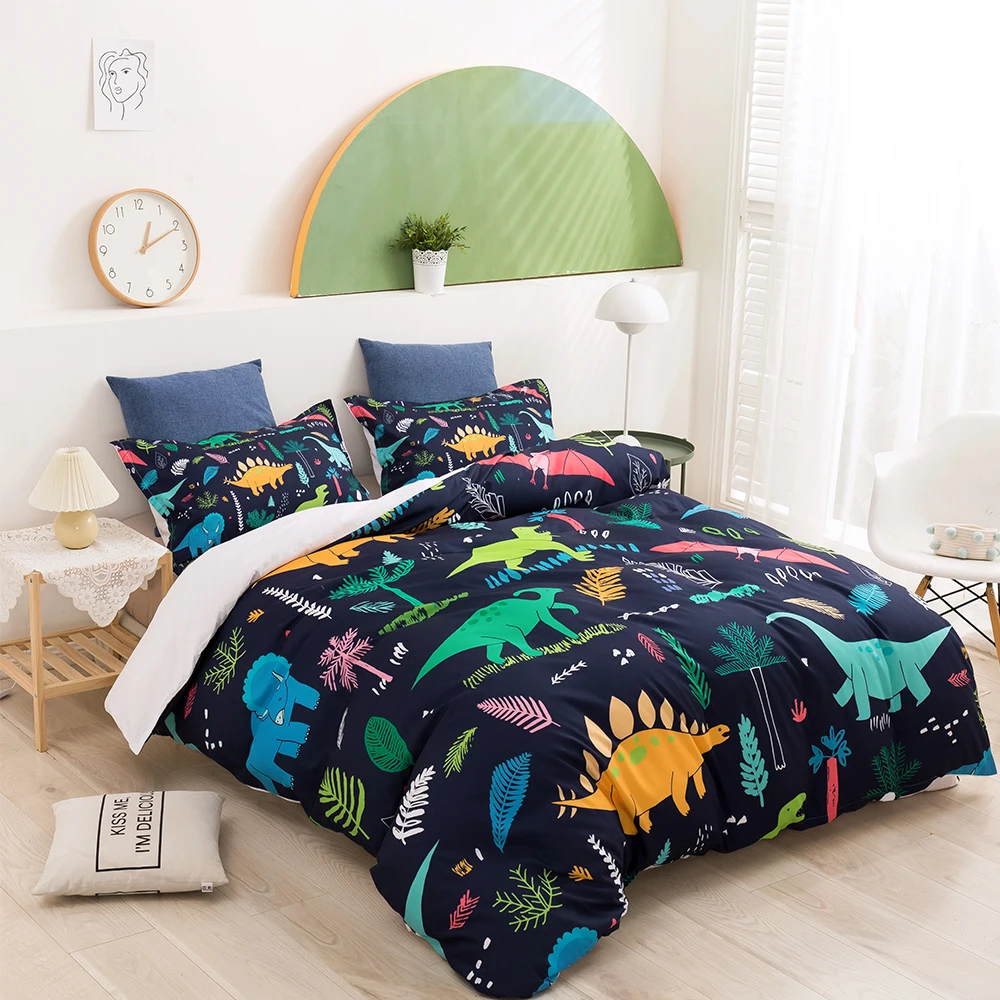 Dinosaur Bedding Set for Boys Twin Queen Cartoon Dinosaurs Duvet Cover With Pillowcase Teens Students Dino Comforter Cover Set