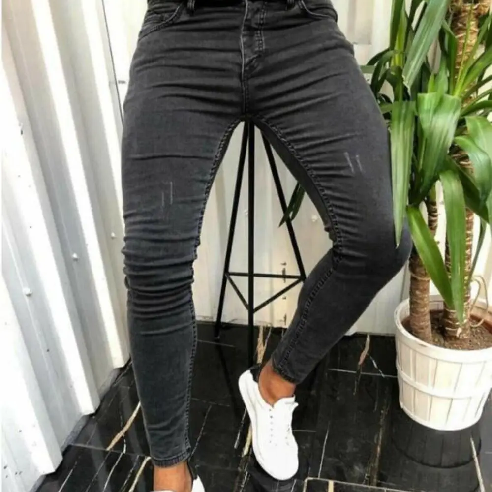 2022 Hot Popular European and American Style Claw Pattern Black Slim jeans Fashion men Small foot pants Men