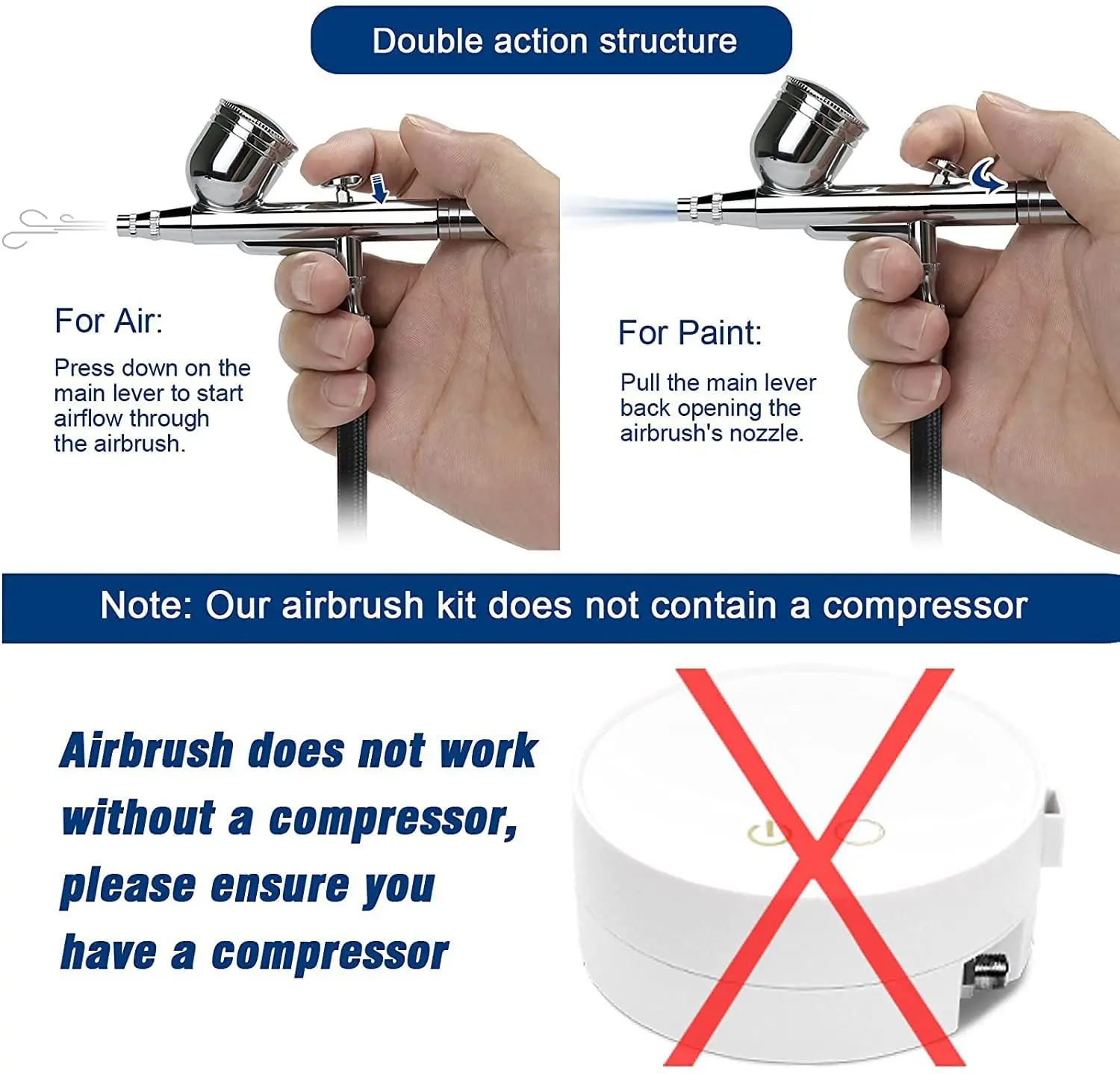 Аэрограф JOYSTAR 0 2/0 3/0 5 мм краскопульт двойного действия с гравитационной подачей