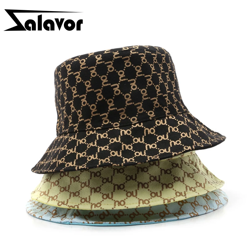

ZALAVOR Solid Color Women Caps Letter Printing Double-Sided Fisherman Hat Outdoor Sports Travel Sunscreen Unisex Headdress