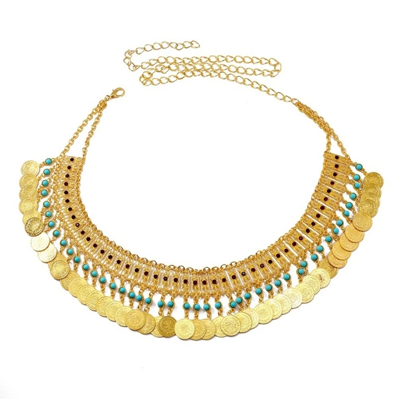 Женская цепочка на талию с бусинами в этническом стиле