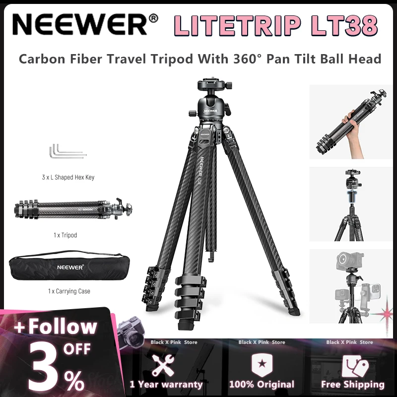 Новый штатив из углеродного волокна NEEWER LITETRIP LT38 | Предзаказ