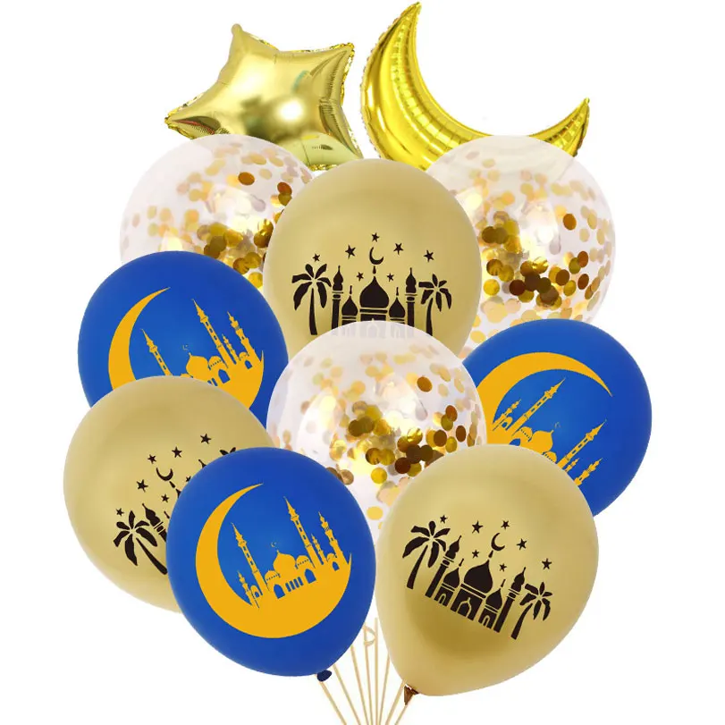 

10pcs Eid Mubarak Balloons Confetti Balloons Islamic New Year Decor Happy Ramadan Muslim Festival Decoration Ramadan Supplies