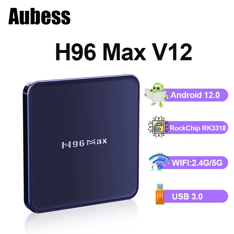 

TV Box H96 Max V12 Smart Android 12 64GB 4K Hd 2.4G 5G Wifi BT4.0 HDR USB 3.0 3D H.265 Receiver Media Player Global Set Top Box