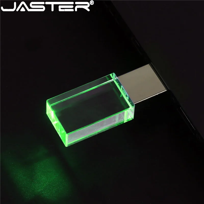 JASTER Pen drive metal crystal Custom logo 128GB USB flash drives car key model Memory stick Business gift Free LED light U disk