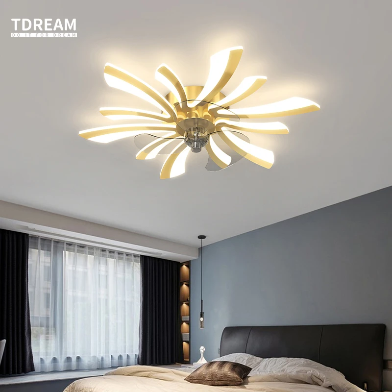 Новый Цветочный вентилятор для гостиной спальни домашнее освещение современная